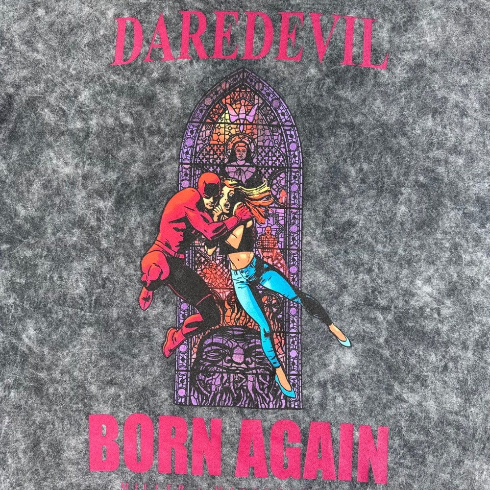 Marvel T Shirt Mens 2XL XXL Grey Daredevil Born Again Acid Wash Graphic Tee - Picture 4 of 10